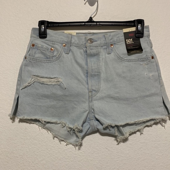 Levi's 501 NWT Grey Wash High Rise Raw Hem Jean Shorts Size 29 - Picture 2 of 9